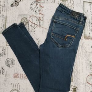 American Eagle Outfitters Dark Blue Skinny Jeans It's Long legs.